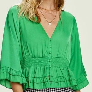 Scotch & Soda Green Silk Blouse Size M